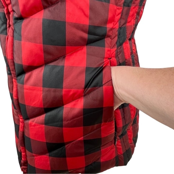 NWT Talbots Down Puffer Vest with Removable Fur Collar Buffalo Check Size XS - Picture 5 of 12
